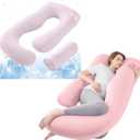Sasttie Pregnancy Pillows Light Pink for Sleeping and Cooling Pregnancy Pillow Cove Pink, Maternity Pillow for Pregnant Women, Pillow with Removable Cover for Side Sleeper