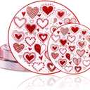 U-QE 20Pcs Red Plastic Plates - Diamond Heart Valentines Plates Disposable Heavy Duty, Fancy Love Pattern Perfect for Weddings, Parties, Valentine's Day - 10.25" Dinner Plate & 7.5" Dessert Plate