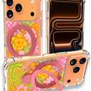 Clear Magnetic Cover Ring Stand Military-Grade Slim Case for iPhone 17 Pro Max - Colol Flower Ball