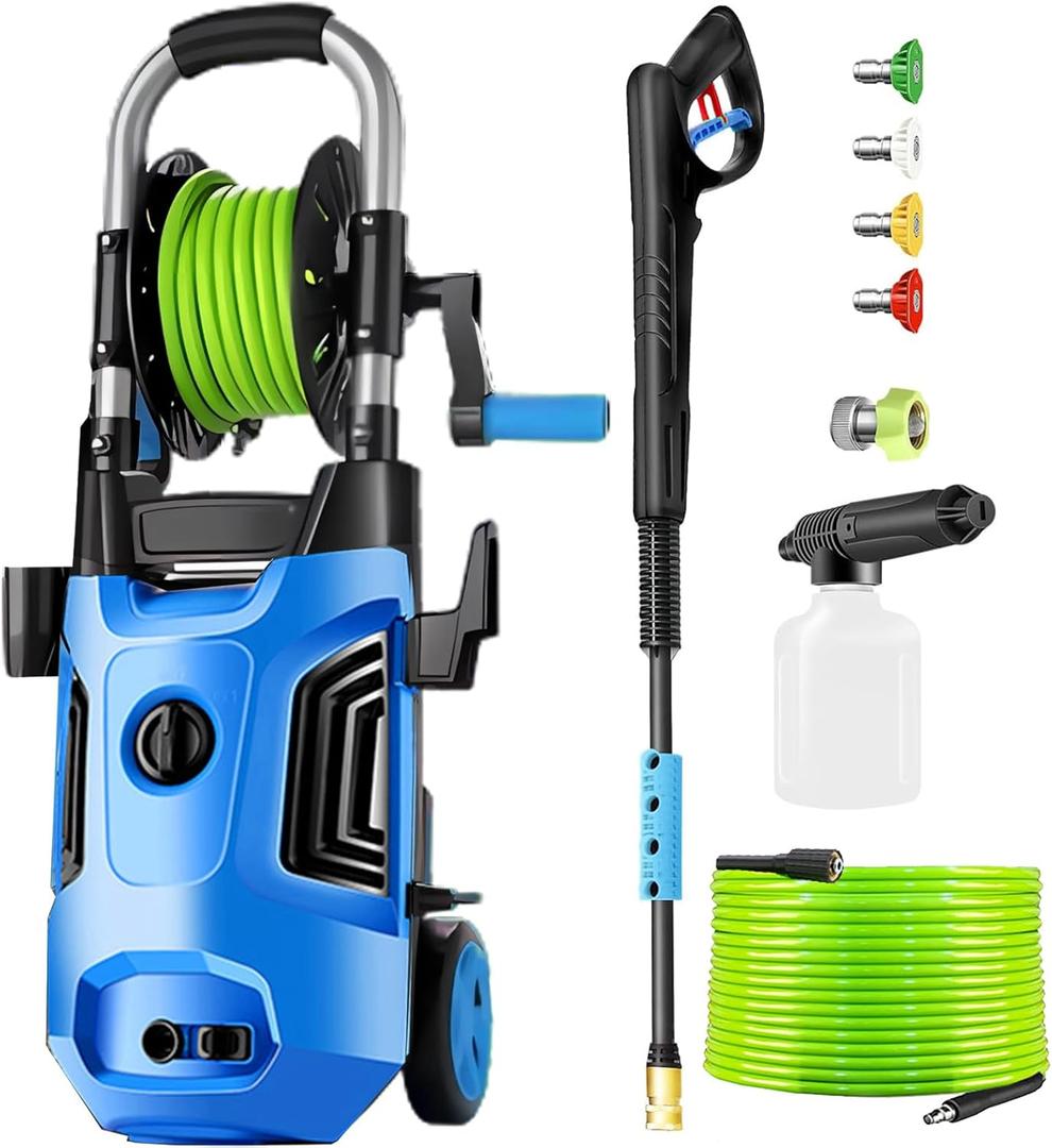 Electric Pressure Washer 4800 PSI 4.0 GPM Power Washers Electric Powered with with 33ft Pressure Hose, 4 Nozzle and Foam Cannon, Powerwashers for Home, Cars, Patio, Upgraded Light Blue