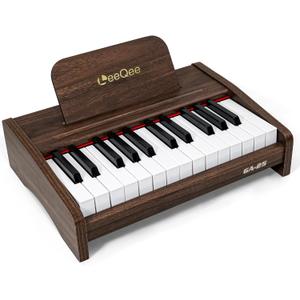 LeeQee Kids Piano Keyboard, 25 Keys Digital Wood Toy Piano for Toddlers 35, Professional Music Educational Instrument Toy with Volume Control, Portable Birthday Gift for Girls Boys