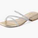 Ankis Black Nude White Strappy Heels Women 1 Inch Low Chunky Block Heel Heeled Sandals Square Open Toe Slip On Slides Mules Size 8.5