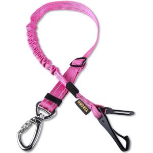 AUBELL Dog Seat Belt for Car,Updated 3-in-1 Adjustable Reflective Bungee Heavy Duty Dog Car Harness Tether with Clip Hook Latch & Buckle,Swivel Zinc Alloy Carabiner,Hotpink