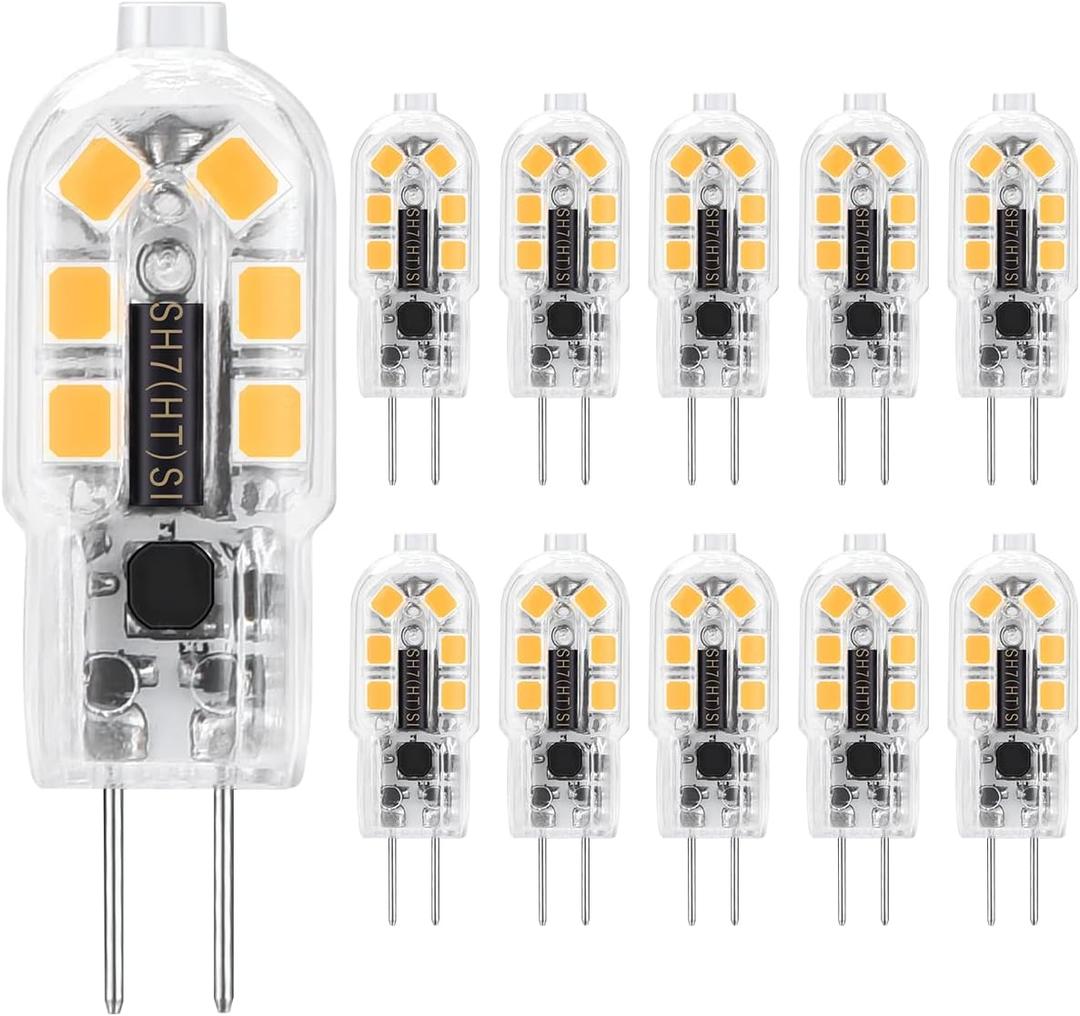 G4 LED Bulbs 12V 20W Halogen Bulb Replacement, HengBo G4 Bi Pin Base JC Type T3 Light Bulb Warm White 3000K for Under Cabinets Home Lights, Non-Dimmable, (Pack of 10)