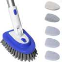 Tub Brush Scrubber with 58“ Long Handle,3 in 1 Tub and Tile Cleaning Brush for Cleaning Bathroom Kitchen Toilet Wall Tub Tile Sink Non-Scratch (3 Handles)