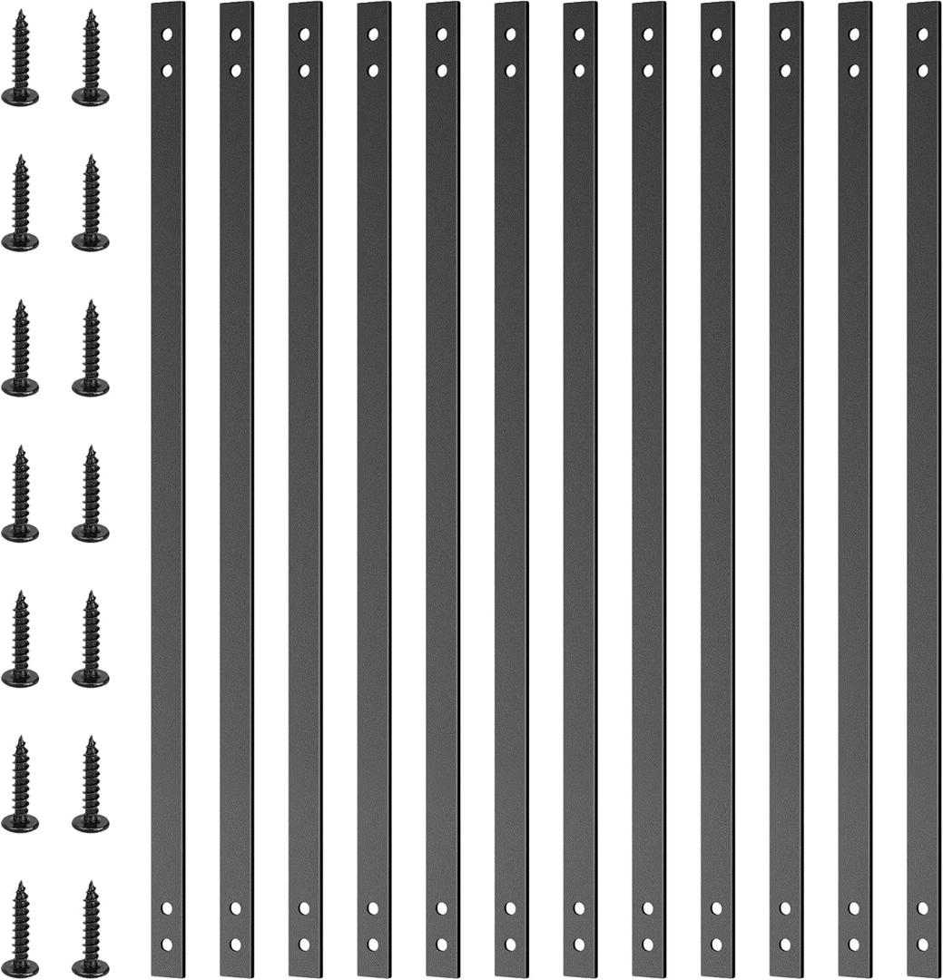 Akenow Deck Balusters, 32.25"x1" Metal Deck Spindles,61 Pack Staircase Baluster with Screws,Flat Straight Deck Railing for Wood and Composite Deck, Stylish Baluster for Outdoor Stair Deck Porch