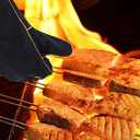 Heat Resistant Gloves for Grill BBQ,Long Sleeve Grill Gloves for Baking,Oven,Fireproof, Stove,Welder,Welding,Fireplace (Black-Yellow)