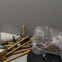 EDISHINE 68" Arc Floor Lamp with Table, Vintage Standing Lamp for Living Room with Tray, Tall Reading Lamp, Beige Shade, Adjustable Arm, Remote Dimmable Bulb Included, for Bedroom Office, Wood Grain