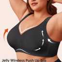 Vertvie Jelly Bras for Women Plus Size Minimizer Soft Wireless Push Up Bra Full Supportive Older Lift Back Coverage Bralette (44C, Black)