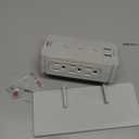 Socket Wall Shelf-CFMASTER 10 Port Surge Protector Wall Outlet, 8 Electrical Outlet Extenders and 2 USB Ports 2.4A, with Removable Built-In Shelf, FCC Listed (1, Gray) (Grey)