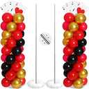2 Sets Casino Theme Party Decoration Adjustable Poker Themed Balloon Column Stand Kit 8 Pcs Jumbo Poker Cards 129 Pcs Balloon Set for Las Vegas Game Night Birthday Party Supplies(Red/Black and Gold)