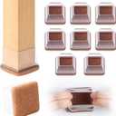 Ezprotekt 8 Pcs Extra Large Square Chair Leg Floor Protectors, Silicone Felt Furniture Pads for Hardwood Floor, Dining Table Bar Stool Leg Protectors Leg Cups Covers (XL Fit: 1.5" - 2", Clear)