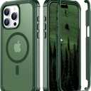 Red2Fire Magnetic for iPhone 15 Pro Max Case, [Compatible with MagSafe][Military Grade Drop Protection][Heavy Duty Shockproof] Non-Slip Translucent Matte Bumper Phone Case for iPhone 15 Pro Max 6.7" (Army Green)