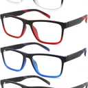 acavefox 4 Pack Reading Glasses 1.5 Men Readers Computer Blue Light Blocking Fashion Comfortable Eyeglasses with Spring Hinge
