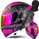 AAREG Unisex Adult Flip-Up Motorcycle Helmet, Carbon Fiber, Anti-Fog Visor, Aerodynamic Design, Integrated Bluetooth, DOT Approved, Size M