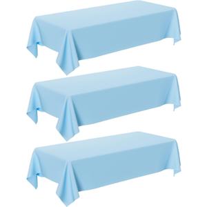 Light Blue Tablecloth - 3 Pack 54"  108" Rectangle Disposable Light Blue Plastic Table Cloth, Waterproof Table Cover for Party, Holiday & Gathering Use