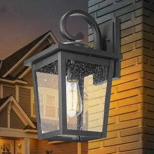 Outdoor Light Fixtures Wall Mount, Waterproof Exterior Wall Lanterns with Seeded Glass, Outside Wall Sconces, Front Porch Lights for House Garage Doorway Patio Large