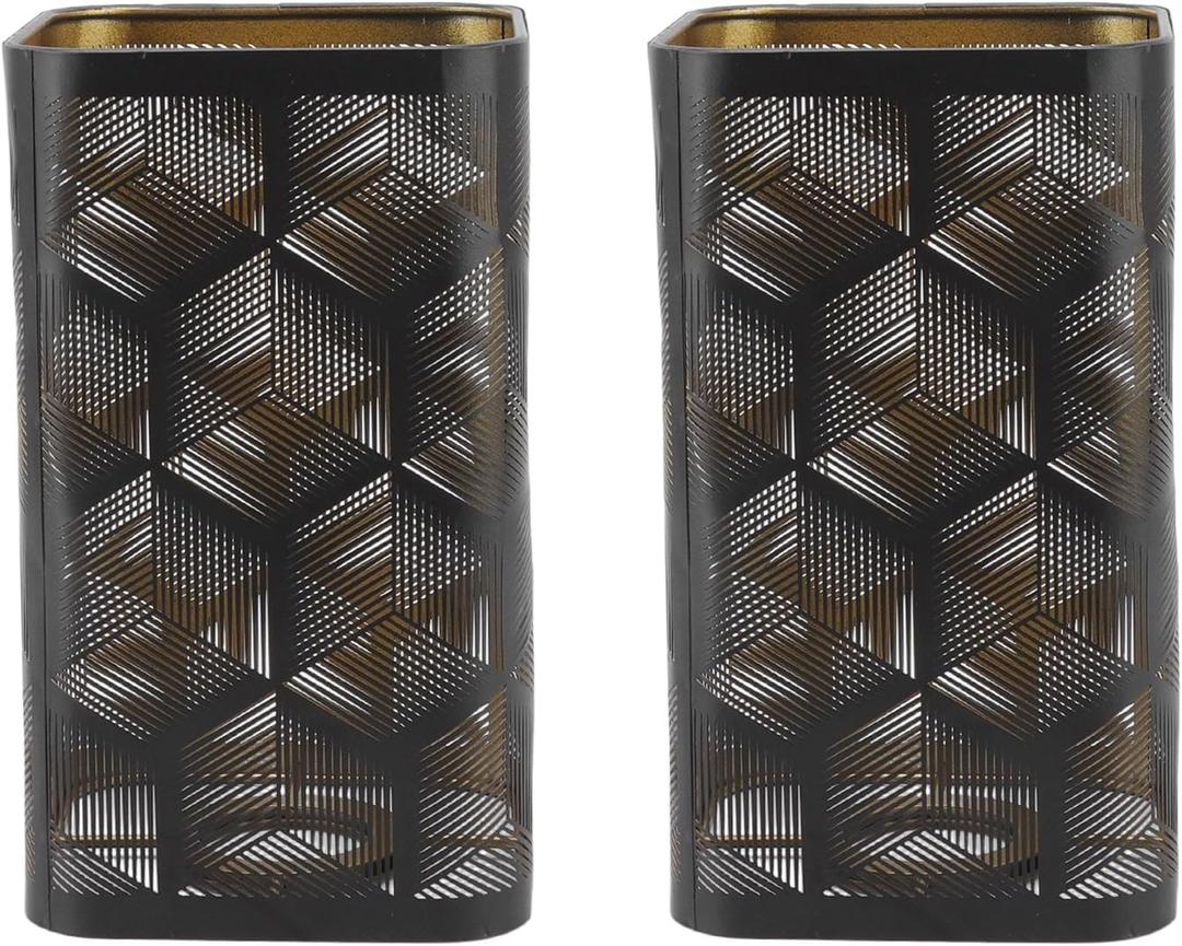 2Pcs Square Metal Lamp Shade, E27 E26 Flower Carved Pattern Lampshade Modern Hollow Decorative Lamp Shade for Table Lamp Floor Light Home Decor