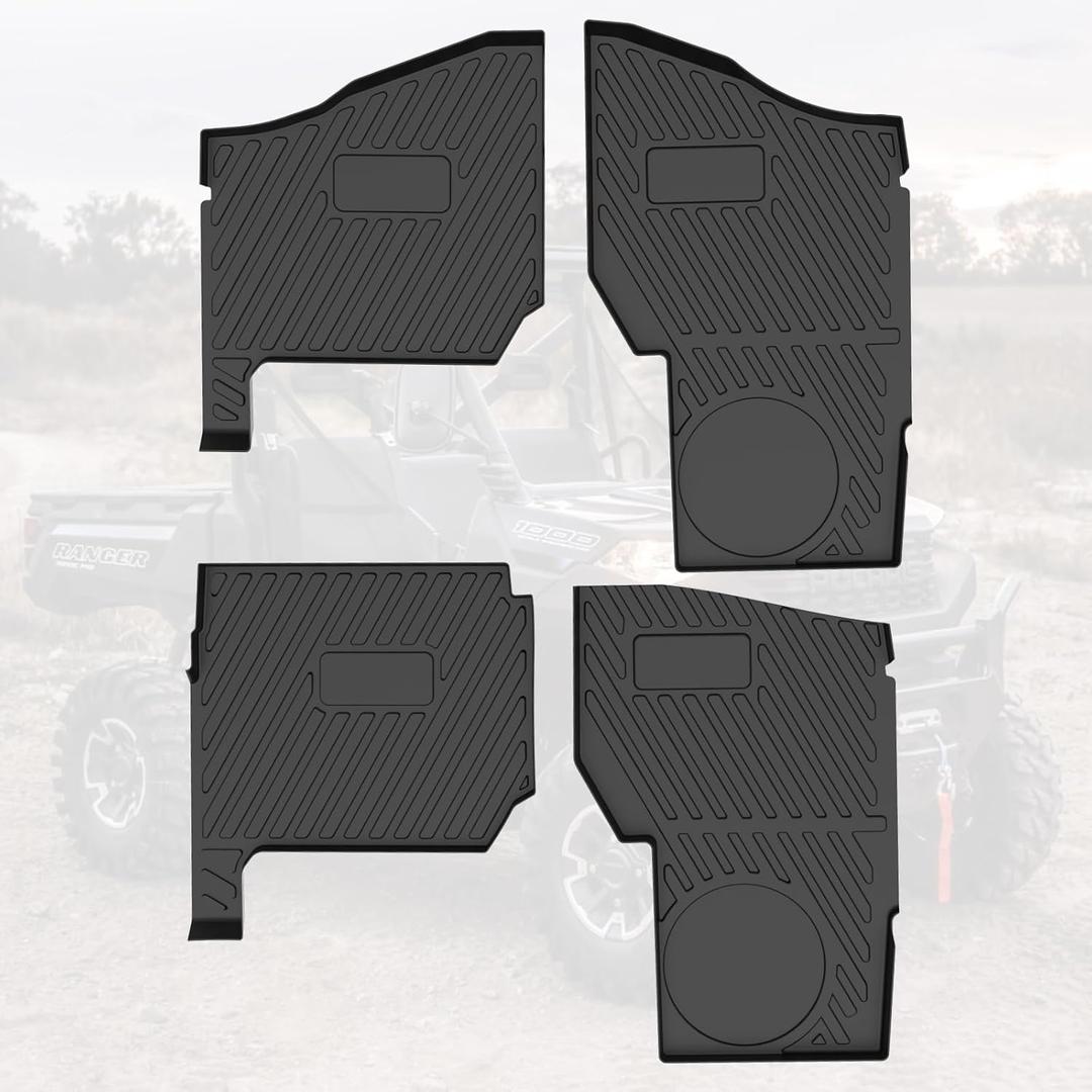 A & UTV PRO Floor Mats for Polaris Ranger 1000 XP Crew Accessories 2019-2025, 4 Seater Front & Rear Cargo Mat