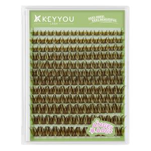 KEYYOU LASH clusters 144Pcs D Curl Angel Eyelash Extension Thick Wispy Natural Band Lash with Waterproof DIY Lash Extension at Home（Angel A06-D-8-18MIX）