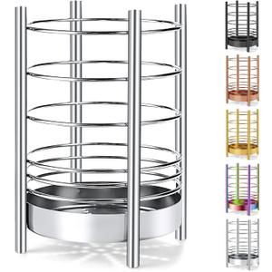 Kitchen Utensil Holder for Kitchen Counter, Stainless Steel Utensil Crocks, Utensil Storage Caddy Organizer, Cooking Utensil Holder, kitchen tools, Easy Cleaning (Silver/7.4''x5.2'')