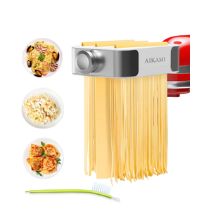 Metal Pasta Maker Attachment for Kitchenaid Stand Mixers 3 in 1 Set Includes Pasta Roller Spaghetti Cutter & Fettuccine Cutter and Cleaning Brush, Pasta Attachment