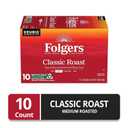 Folgers Classic Roast Coffee, Medium Roast, Keurig K-Cup Pods, 10 Count Box (EXP 01/12/27)