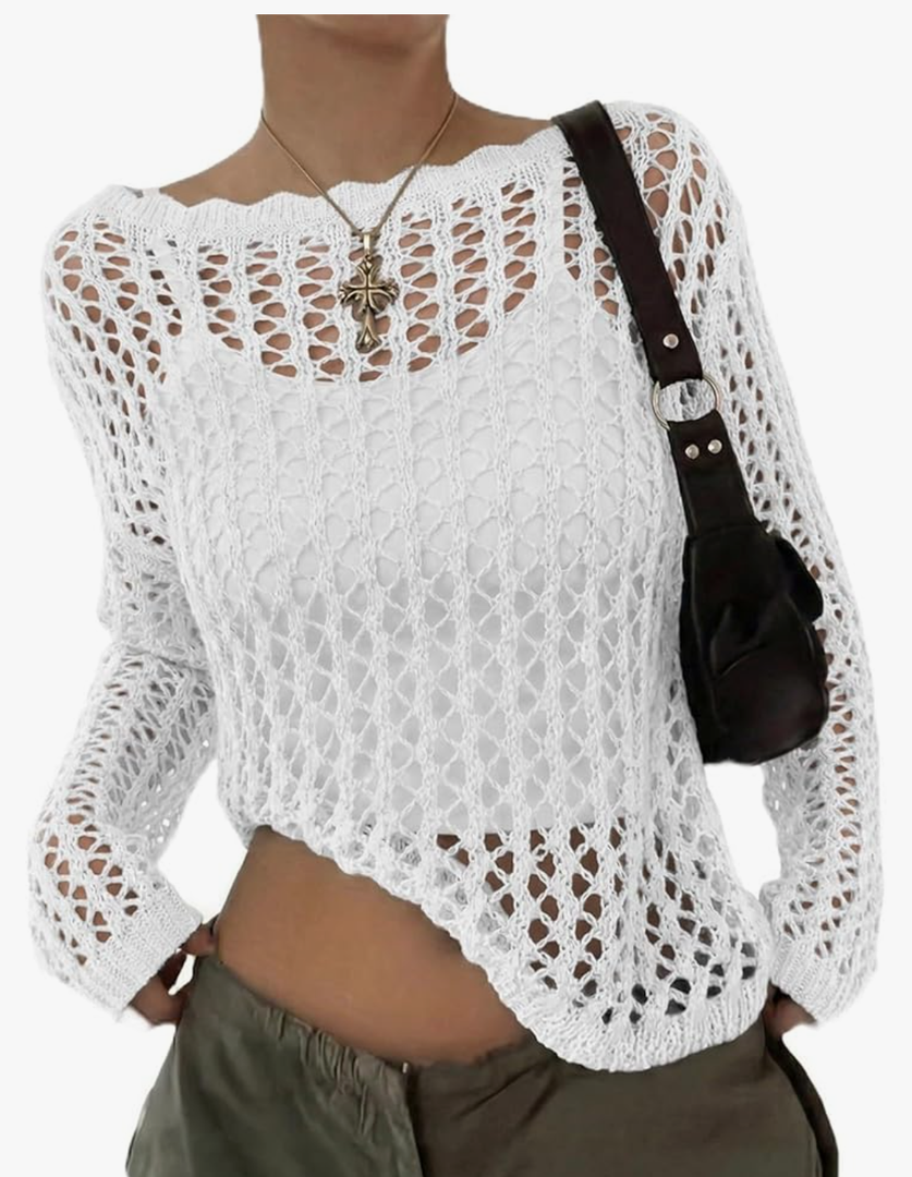 EVALESS Off The Shoulder Loose Knit Summer Sweater for Women Beach Vacation Clothes for Women Trendy 2026, 2XL