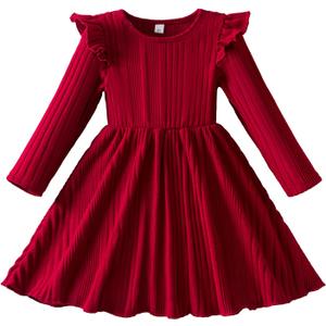 HNXDYY Princess Girl Party Tulle Dress Long Sleeve Vintage Autumnl Winter Clothes (3-4T, 119-red)