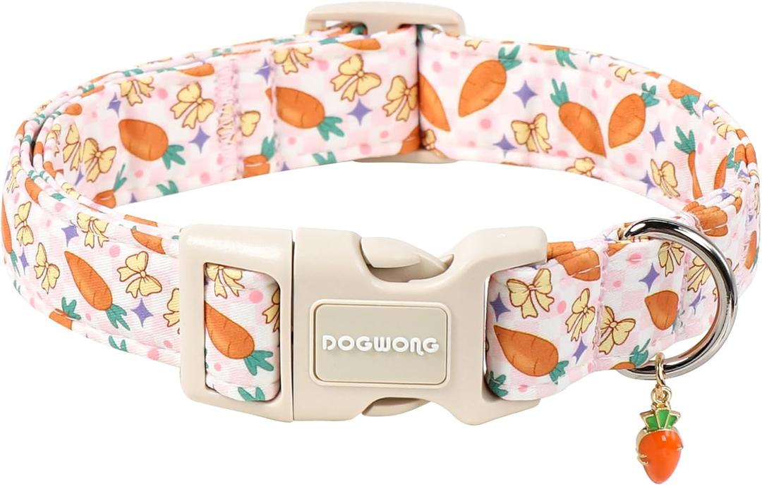 DOGWONG Easter Dog Collar, Comfortable Adjustable Easter Carrot Dog Collar with Plastic Buckle for Small Medium Large Dogs, Neck 14-21 inches