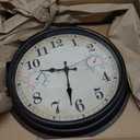 16 Inch Large Outdoor Clock with Thermometer and Hygrometer Combo, Waterproof Indoor Outdoor Wall Clocks for Patio, Pool, Garden, Backyard Decor- Retro Bronze