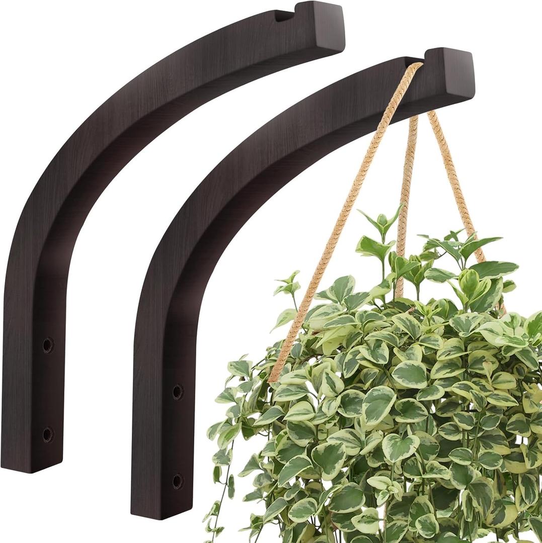 Stylish Wooden Plant Hanger  2 Pack, 8-Inch Indoor/Outdoor Wall Hooks for Hanging Planters, Flower Pots, Lanterns, and Wind Chimes  Premium Beech Wood Home Decor