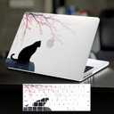 DTangLsm for MacBook Air 13 inch Case 2026 2025-2022 M5 M4 M3 M2 A3449 A3240 A3113 A2681 MacBook Air M5 Case, Clear Cat Plastic Hard Shell Cover for Mac Book Air 13.6 inch Case+Keyboard Skin,Black Cat