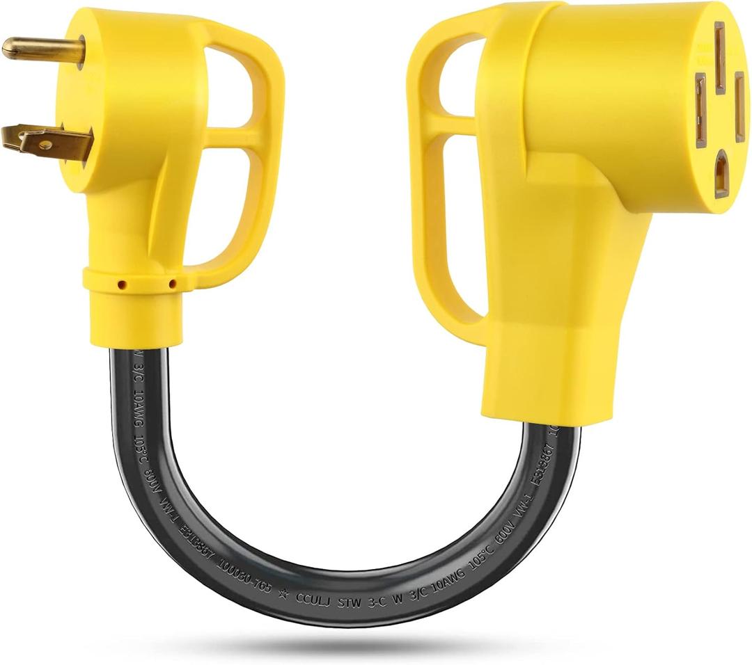 Power Adapter Cord NEMA TT-30P Male to 14-50R Female Plug Power Dogbone with Grip Handle Heavy Duty Electrical Adapter for RV Trailer Camper 30 Amp to 50 Amp 110V 3300W