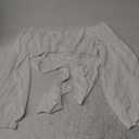 MIRACMODA Woman Off Shoulder Ruched Tie Back Crop Top Summer Lantern Sleeve Boho Shirt Blouse S