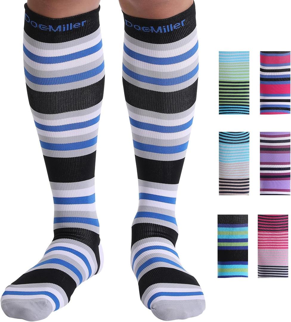 Doc Miller Compression Socks for Women & Men - Knee High Support, 15-20mmHg, Medical Grade, Size - Ideal for Sport, Travel, Nurse, Pregnancy & Varicose Veins, 1 Pair, XL