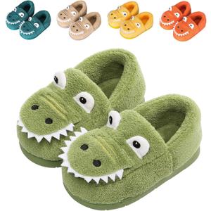 JACKSHIBO Toddler Slippers Boys Girls Little Kids Dinosaur House Shoes Cute Bunny Slipper for Home Indoor Winter Bedroom Non Slip Soft Plush Rabbit Warm Shoes (3-4 Toddler, Green)