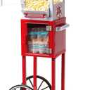 Nostalgia Popcorn Maker Machine - Professional Cart With 2.5 Oz Kettle Makes Up to 10 Cups - Vintage Popcorn Machine Movie Theater Style - Red & White