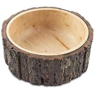 GoCraft Wood Potpourri Bowl with Tree Bark, Small, 6" Diameter x 3" Height, Wooden Decorative Bowl