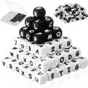 130 Pcs Silicone Letter Beads 12 mm A-z Alphabet Square Black White Letter Bead with Storage Box for Bracelets, Keychains, Necklaces and Lanyards Making DIY Crafts