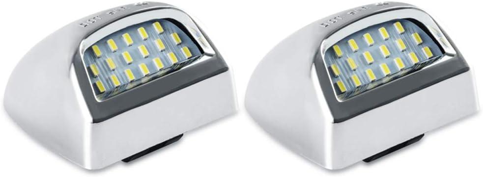 D-Lumina Chrome LED License Plate Lights Assembly Housing Compatible with 1999-2013 Chevy Silverado GMC Sierra 1500 2500 3500 HD Suburban Tahoe Cadillac Escalade EXT Yukon XL, 6000K White 2-Pieces