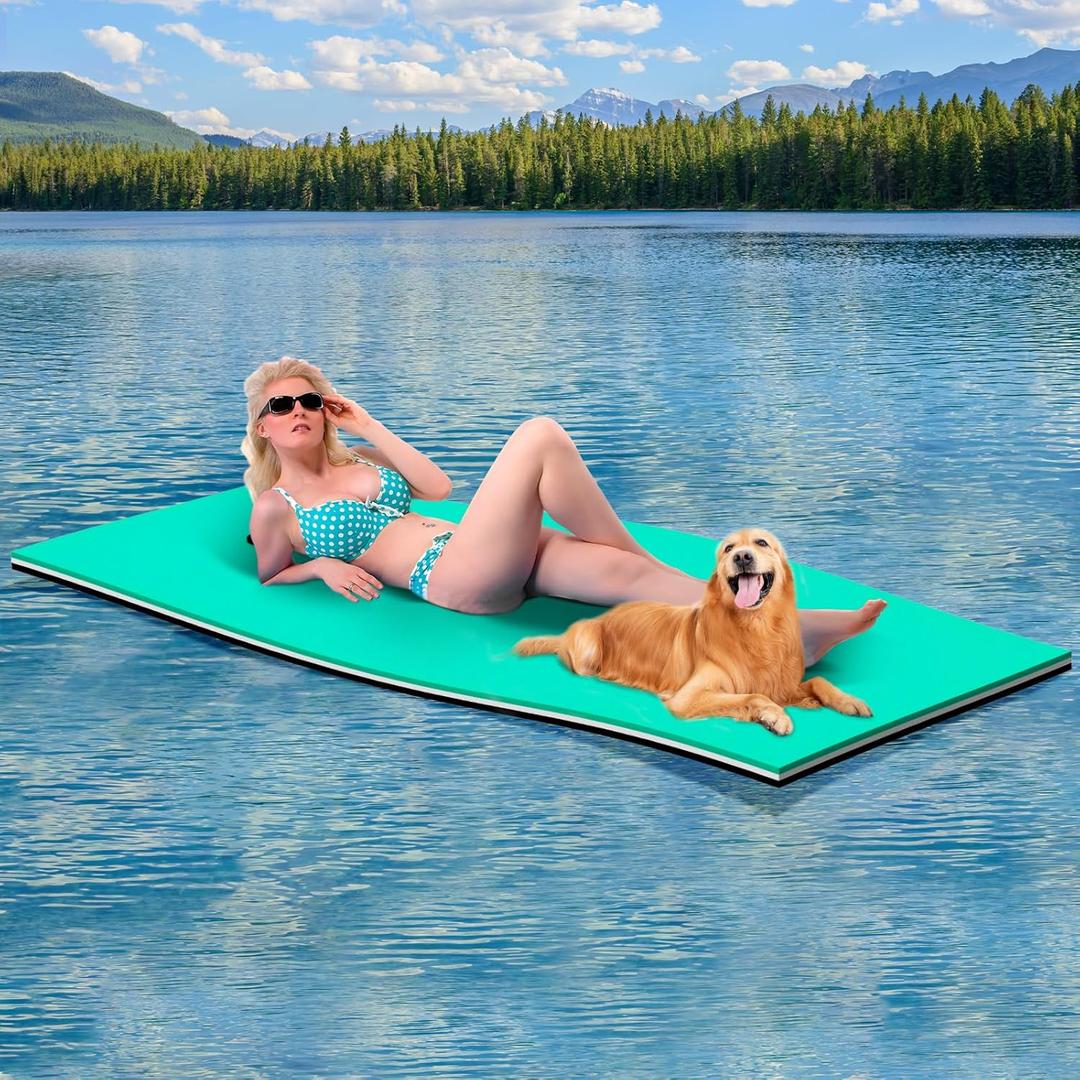 7' x 3' Floating Mat for Lake, Thick XPE Foma Floating Water Lily Pad Raft for Swimming Pool, Lake, Pond, River, Ocean, Beach, Suitable for Adult and Pets
