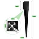 Fence Post Anchor 36 inch Ground Spike Heavy Duty Black Powder Coated Fence Stakes Post Base for Mailbox, 36 x 4 x 4 Inches Outer Diameter (Inner Diameter 3.6 x3.6 Inches), Pack of 4