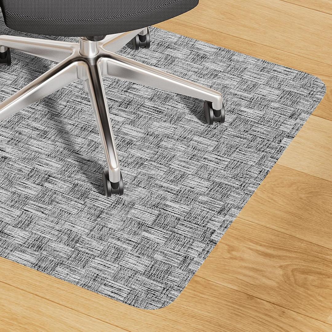 Yecaye Office Chair Mat for Hardwood Floor,30" x 48" Under Computer Desk Floor Protects for Rolling Chair,Non Slip PVC Woven Gaming Chair Mat,Not for Carpet (Lightgrey, 30" x 48")