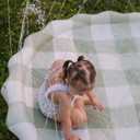 Neutral Gingham Splash Pad for Kids - Outdoor Sprinkler for Kids & Toddlers, Water Mat Sprinkler Toy-Splash Pool 67in