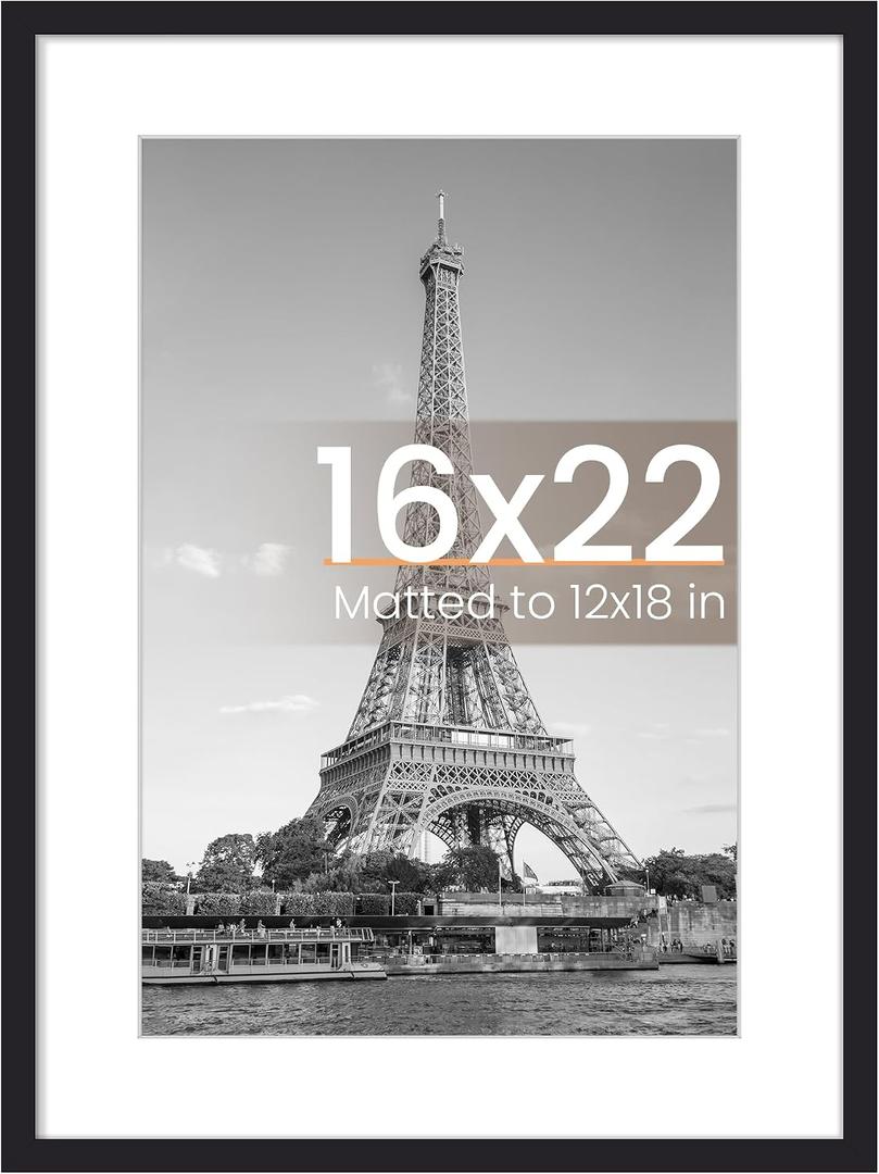 upsimples 16x22 Picture Frame, Wall Decor Poster Frames, Black 1 Pack