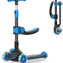 Gotrax KS3 Pro Folding Kick Scooter for Kids, One Key Removable Seat & 3 Extra Wide PU Light-Up Wheels and Anti-Slip Deck, Adjustable Height Handlebar and Lean-to-Steer Scooter for Children Aged 2-8