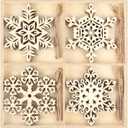 N&T NIETING 20PCS Wooden Christmas Ornaments 4.7 Inch Large Unfinished Snowflake Cutouts for Hanging Christmas Tree DIY Kids Craft Holiday Party Home Indoor Boho Decor