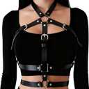 Punk Harness Belts for Woman Leather Chest Body Chain Belt Rave Halloween Accessories Belt Adjustable Gothic (Fit Waist 24.8-36 in)