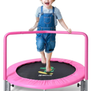 BCAN 36'' Mini Folding Ages 2 to 5 Toddler Trampoline with Handle for Kids, Two Ways to Assemble The Handle, Indoor/Garden Toddlers Trampoline with Super Safe Cover for Toddlers